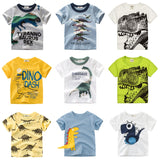 Boys & Girls Cartoon T-shirts Kids Dinosaur Print T Shirt For Boys Children Summer Short Sleeve T-shirt Cotton Tops Clothing