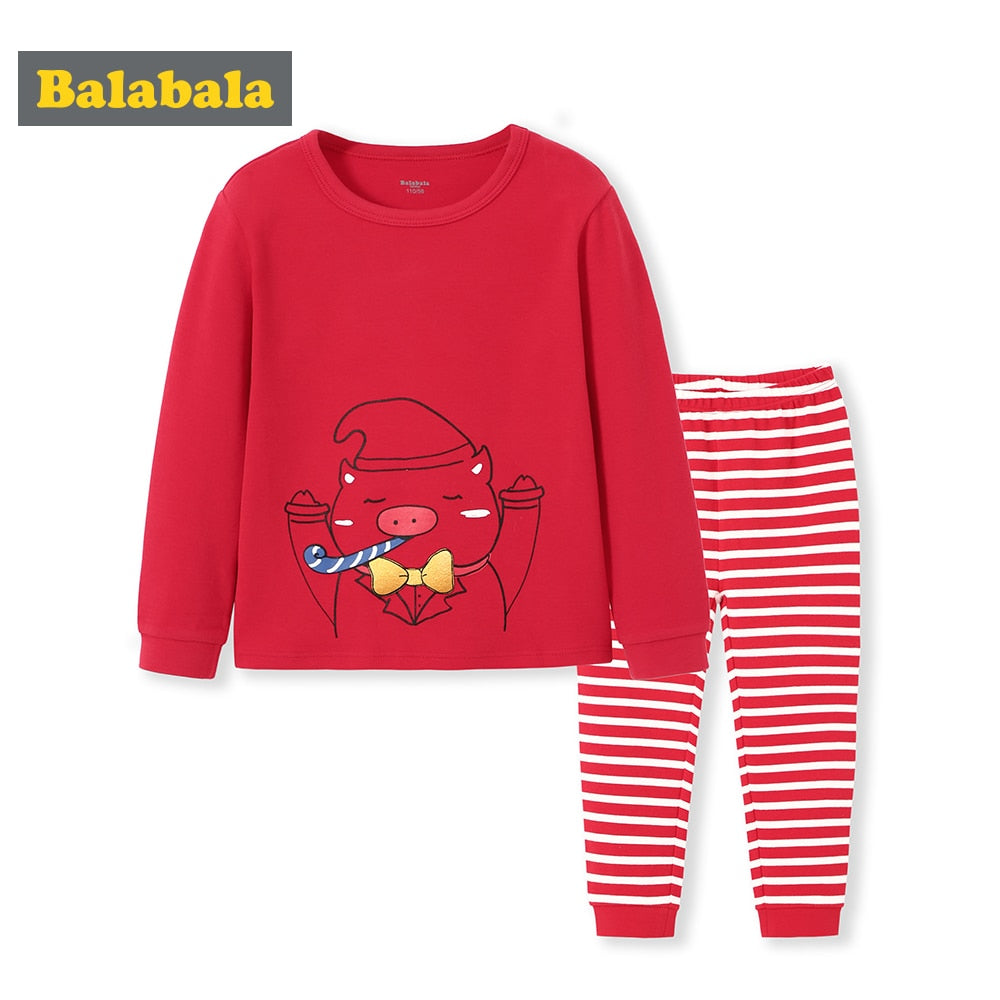 Balabala Kids Boys Girls 2-Piece Soft Cotton Pjs Set Children Kids Toddler Boy Girl 2-Piece Red Pig Pajamas Set Spring Clothing
