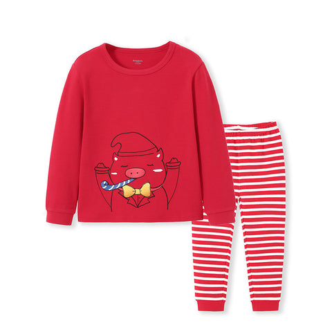 Balabala Kids Boys Girls 2-Piece Soft Cotton Pjs Set Children Kids Toddler Boy Girl 2-Piece Red Pig Pajamas Set Spring Clothing