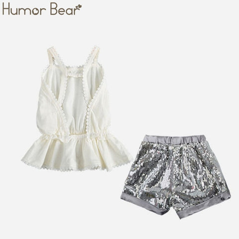 Humor Bear Baby Girls Clothes Sets 2019 Summer Dot flying sleeve top+strap dress+Headband 3-piece kids Children's Clothing Suit