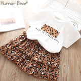 Humor Bear Baby Girls Clothes Sets 2019 Summer Dot flying sleeve top+strap dress+Headband 3-piece kids Children's Clothing Suit