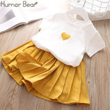 Humor Bear Baby Girls Clothes Sets 2019 Summer Dot flying sleeve top+strap dress+Headband 3-piece kids Children's Clothing Suit