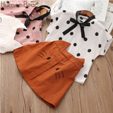 Humor Bear Baby Girls Clothes Sets 2019 Summer Dot flying sleeve top+strap dress+Headband 3-piece kids Children's Clothing Suit