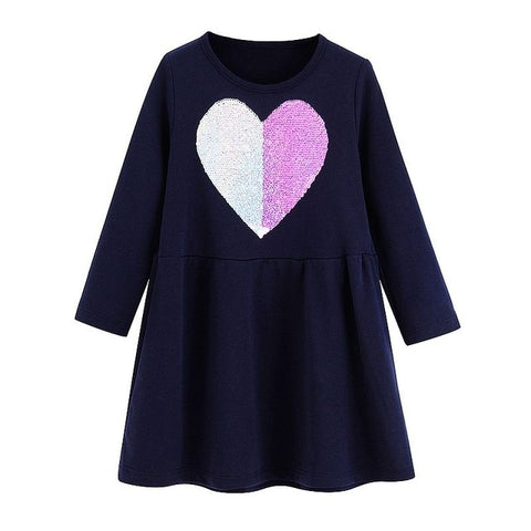 Girls Dress Long Sleeve Baby Girls Clothes Reversible Sequined Princess Dress Christmas Costume for Kids Clothing Children Dress