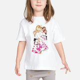 Super Mom Baby Girls T Shirt Mother and Baby Love Life Vogue Kawaii Printed T-Shirts Mommy's Love Kids White Clothing Child Tops