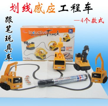 Original Inductive Car Diecast Vehicle Magic Pen Toy Tank Truck Excavator Construt Follow Any Line You Draw Xmas Gifts for Kid