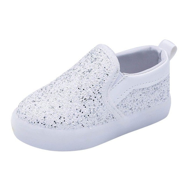 WEIXINBUY Baby Children Shoes Kids Led Flash Sneakers Spring Autumn Fashion Sequin Sneakers Girls Princess Lightning Shoes 21-30