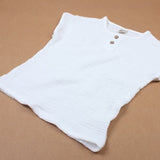 Linen 2018 Cotton Baby Boy Girl Summer T Shirts New Toddler Comfortable Tops Tee Children Clothing Kids Button 80-130CM Height