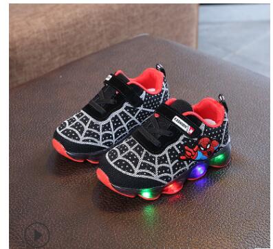 davidyue Spiderman Kids Boys Sports Sneakers Children Glowing Kids Shoe Chaussure Enfant Girls Shoe With LED light
