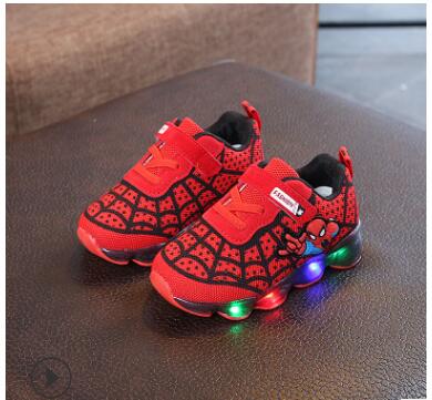 davidyue Spiderman Kids Boys Sports Sneakers Children Glowing Kids Shoe Chaussure Enfant Girls Shoe With LED light