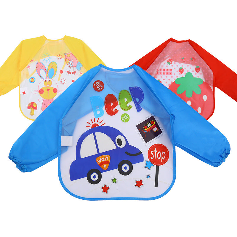 Baby Bibs Waterproof EVA Full Sleeve Bibs Children Apron Long Sleeve Feeding Bibs Kids Eating Breastplate Kid Baby Cloth Stuff
