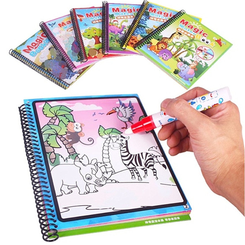 Montessori Coloring Book Doodle & Magic Pen Painting Drawing Board For Kids Toys Magic Water Drawing Book Birthday Gift