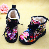 2019 Girls Boots Autumn Winter PU Leather Waterproof Kid Boots Shoes Zip Rome Flower Little Girl Martin Boots Fashion Baby Boots