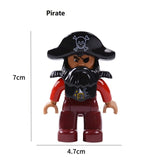 Single Sale Big Size Pirate soldier Pilot Building Blocks Character Compatible With Legoingly Duplo Figures Toys For Baby Kids