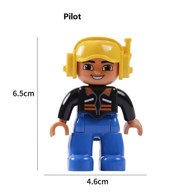 Single Sale Big Size Pirate soldier Pilot Building Blocks Character Compatible With Legoingly Duplo Figures Toys For Baby Kids