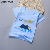 [Unini-yun]Fashion Cotton Spaceship Boys Girls T-Shirts Children Kids Cartoon Print T shirts Baby Child Tops Clothing Tee 6M-7T