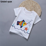 [Unini-yun]Fashion Cotton Spaceship Boys Girls T-Shirts Children Kids Cartoon Print T shirts Baby Child Tops Clothing Tee 6M-7T