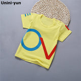[Unini-yun]Fashion Cotton Spaceship Boys Girls T-Shirts Children Kids Cartoon Print T shirts Baby Child Tops Clothing Tee 6M-7T