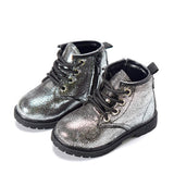 2019 Girls Boots Autumn Winter PU Leather Waterproof Kid Boots Shoes Zip Rome Flower Little Girl Martin Boots Fashion Baby Boots