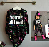 2019 new fashion girls tracksuit baby kids sport clothes set coloful letter printed children suit clothing set for 2-7years old