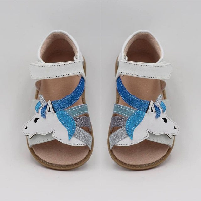 TipsieToes Top Brand Unicorns Soft Leather In Summer New Girls Children Barefoot Shoes Kids  Sandals