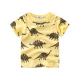 Boys & Girls Cartoon T-shirts Kids Dinosaur Print T Shirt For Boys Children Summer Short Sleeve T-shirt Cotton Tops Clothing