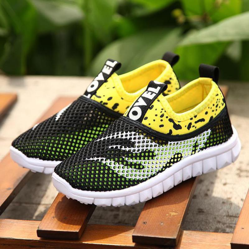 Summer Boys Girls Running Shoes Kids Sneakers For Mesh Breathable Children Sports Shoes Shock Absorption Soft Rubber Sole School