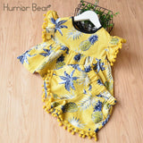 Humor Bear Baby Girls Clothes Sets 2019 Summer Dot flying sleeve top+strap dress+Headband 3-piece kids Children's Clothing Suit