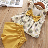 Humor Bear Baby Girls Clothes Sets 2019 Summer Dot flying sleeve top+strap dress+Headband 3-piece kids Children's Clothing Suit