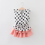 Humor Bear Baby Girls Clothes Sets 2019 Summer Dot flying sleeve top+strap dress+Headband 3-piece kids Children's Clothing Suit
