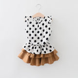 Humor Bear Baby Girls Clothes Sets 2019 Summer Dot flying sleeve top+strap dress+Headband 3-piece kids Children's Clothing Suit