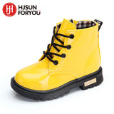 2019 New Winter Children Shoes PU Leather Waterproof Martin Boots Kids Snow Boots Brand Girls Boys Rubber Boots Fashion Sneakers