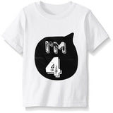 Summer Baby Boys T-shirt For Girl Tops White Black 1 2 3 4 Years Birthday Outfits Kids Tees Shirt Tops Children Shirts Clothing