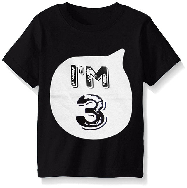 Summer Baby Boys T-shirt For Girl Tops White Black 1 2 3 4 Years Birthday Outfits Kids Tees Shirt Tops Children Shirts Clothing