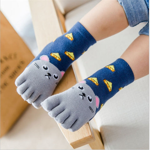 Newest Kawaii Children Socks 5 Color Cotton Animal Boys Girls Socks Cheap Stuff Toe Socks for Kids Five Finger Socks 3-7T/7-12T