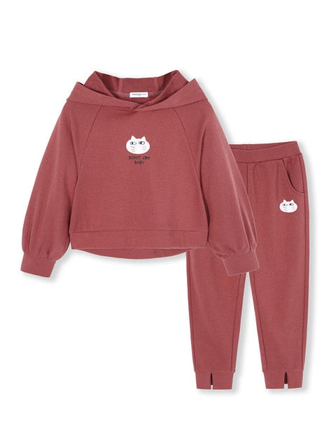Balabala Kids Girls 2-Piece Graphic Hooded Sweatshirt Tops + Pull On Sports Pants Set Children Toddler Girl Spring Clothing Set