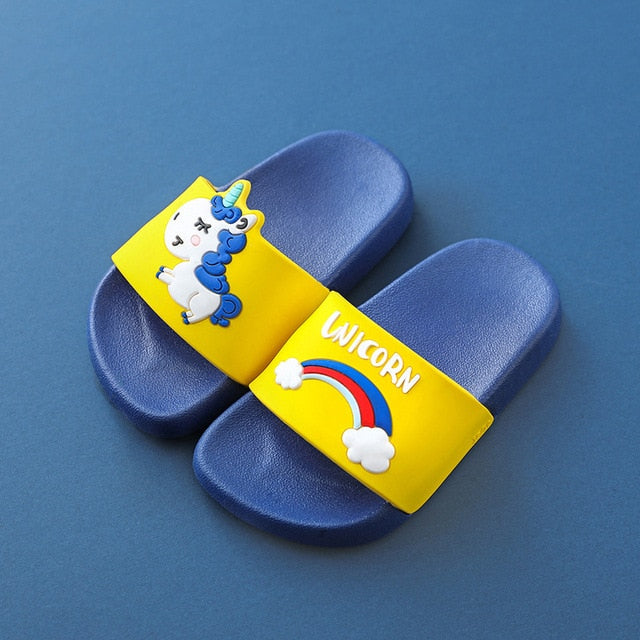 Unicorn Slippers for Boy Girl Rainbow Shoes 2019 Summer Toddler Animal Kids Indoor Baby Slippers PVC Cartoon Kids Slippers